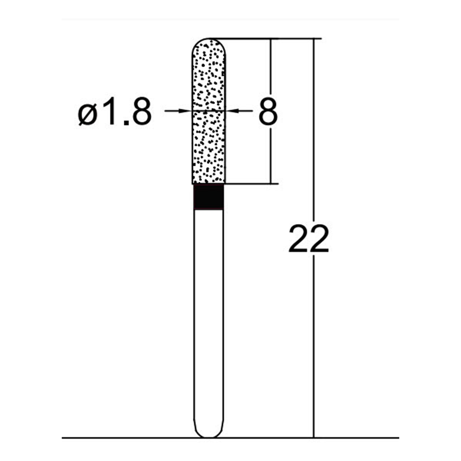 Cylindrical Hemispherical End 1.8mm Dia Xtra Coarse Diamond Bur 5/PK |1803-18EC1