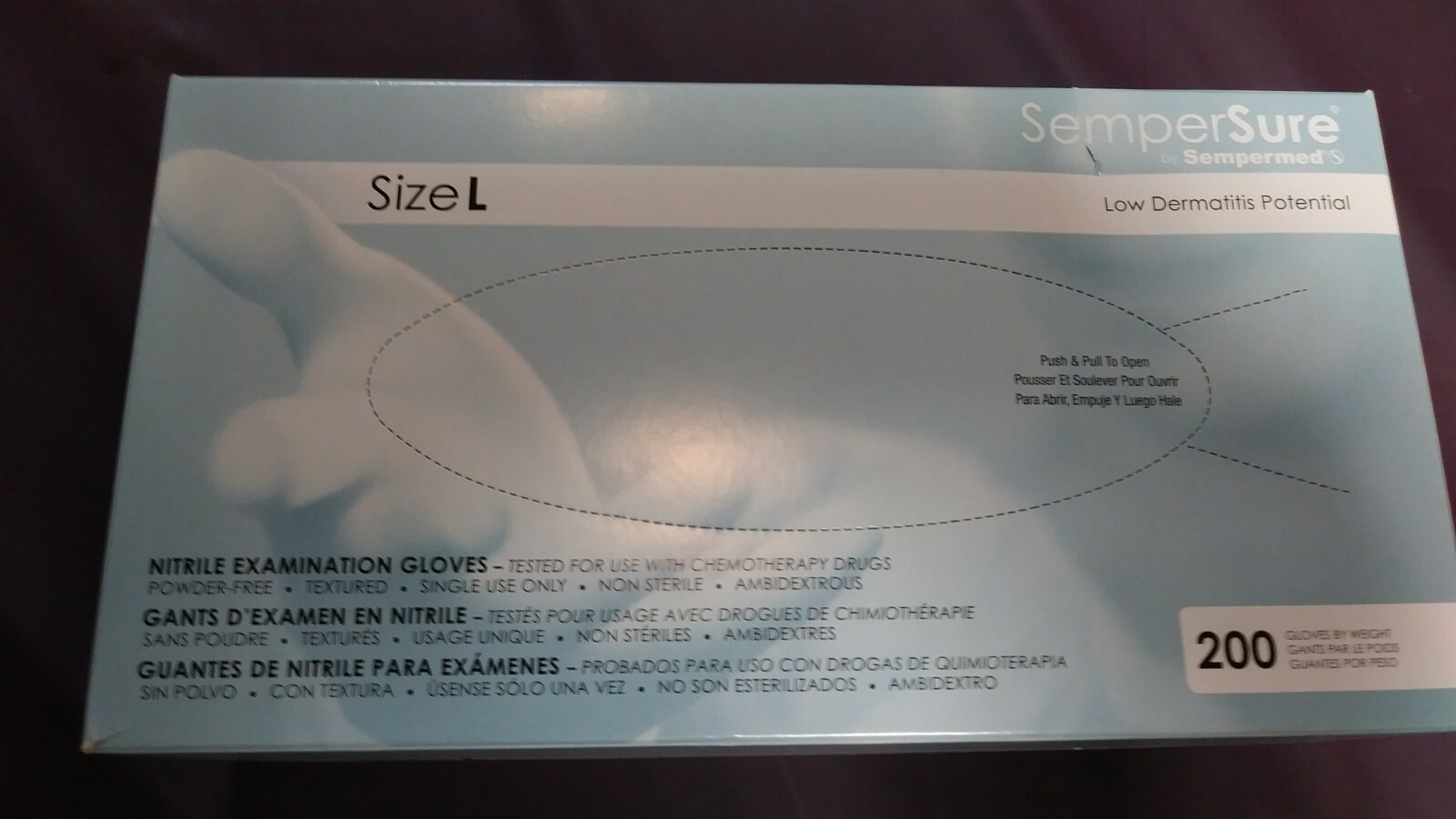 Sempersure Nitrile Examination Gloves L/purple-200 per box/2 box