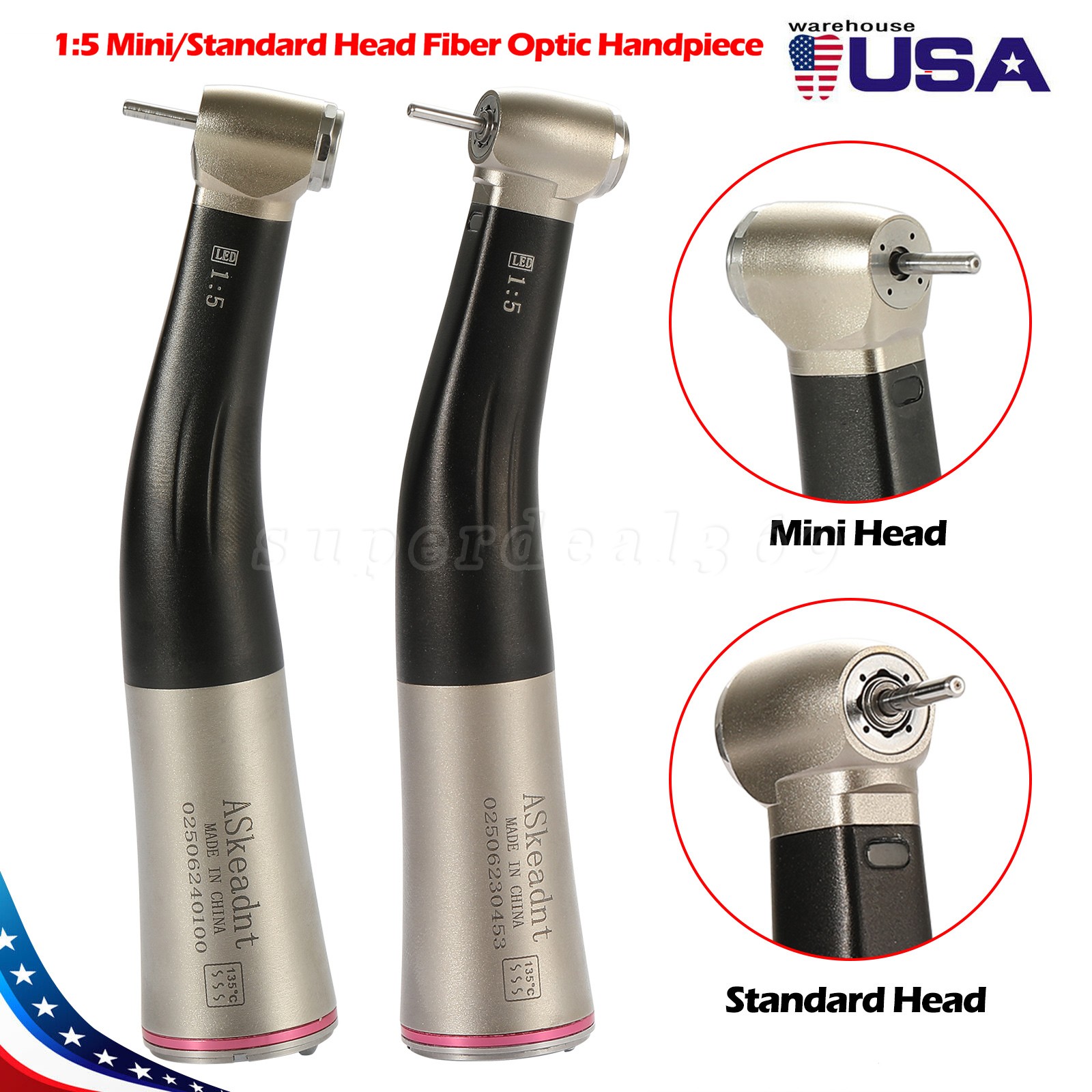Dental 1:5 LED Contra Angle Low Speed Handpiece Increasing Inner Channel For NSK