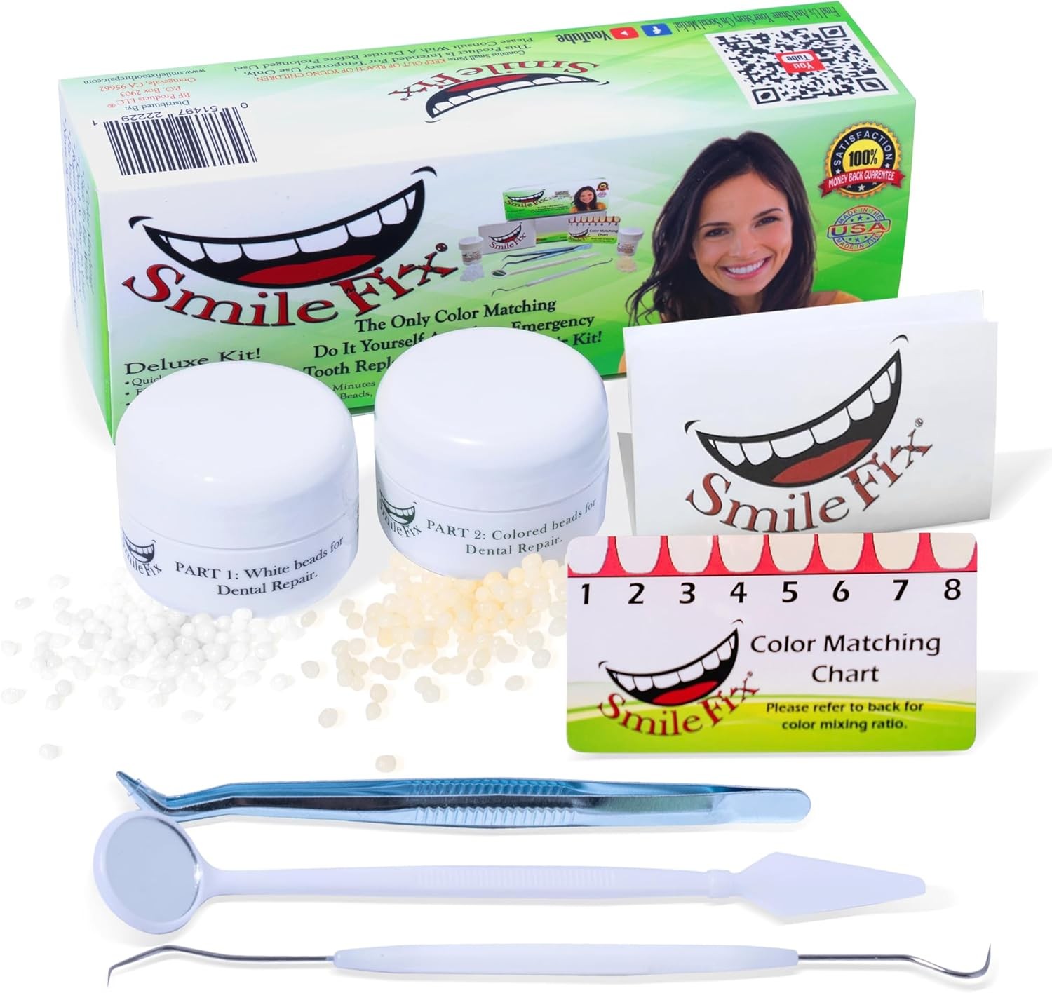 SmileFix Deluxe Dental Repair Kit – Color Matching 1 Ounce (Pack of 1), White