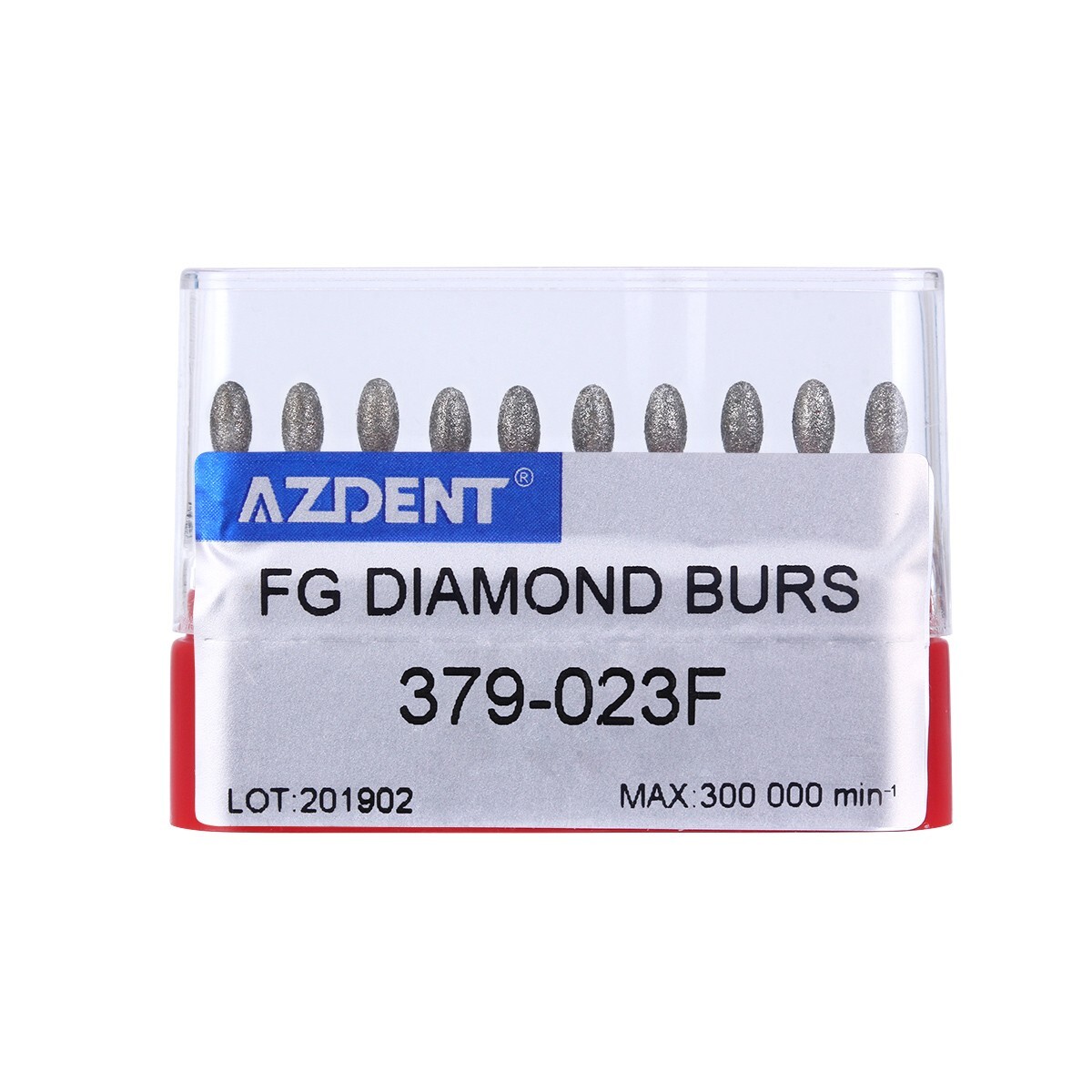 50X AZDENT Dental Diamond Burs FOOTBALL 379-023F FINE RED DEFEND Friction Grip